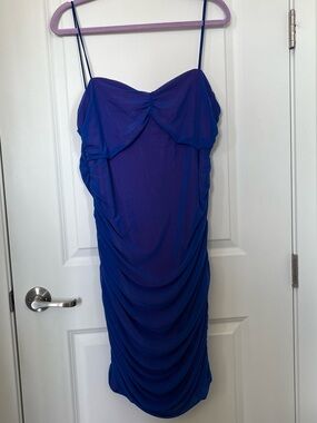 SHEIN Royal Blue Ruched Spaghetti Strap Mini Dress